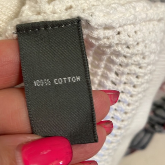 Josephine Chaus white crochet button up cardigan short sleeve cotton size Lrg - Picture 8 of 11